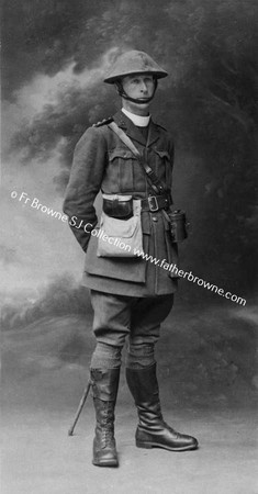 FIRST WORLD WAR STUDIO PORTRAIT OF FRANK IN UNIFORM WITH TIN HAT